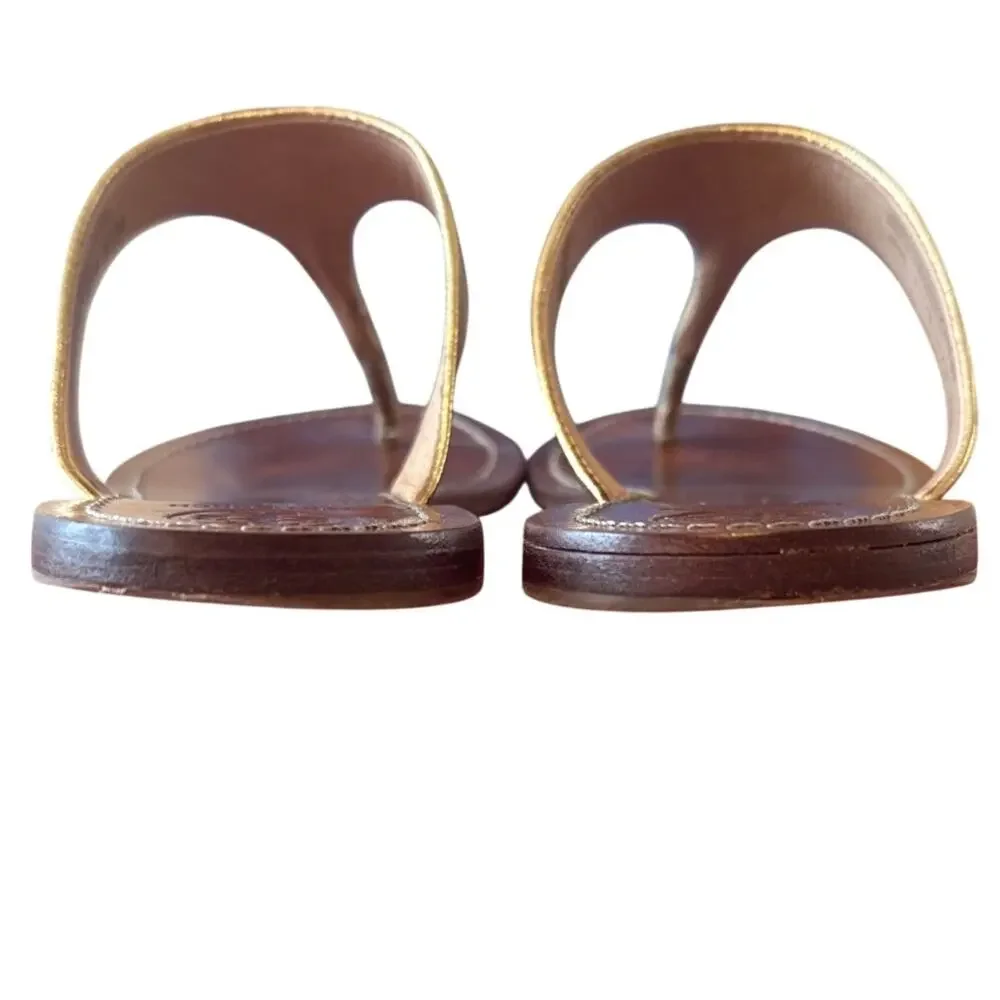 Tory Burch‎ Cameron Gold Leather Sandals 9.5